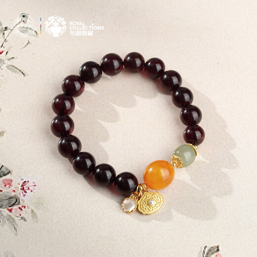 Potala Palace Amber Bracelet, Hetian Jade Beeswax Ball Bracelet, Girl’s Birthday Creative Gift for Wife, Beeswax Blood Amber Ruyi Bracelet