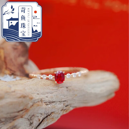 Qingyu quality ruby ring for women, Pa Shiyun French pigeon blood ring s925 silver inlaid with diamonds, light luxury commuting, ruby size 6