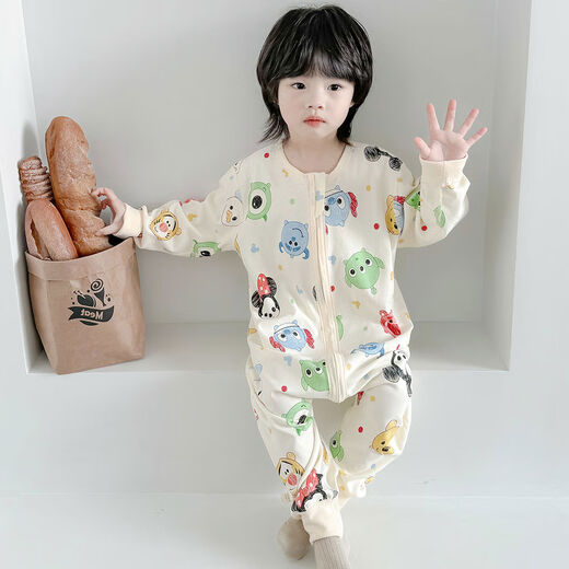 Autumn and winter children's sleeping bag double-layer pure cotton thickened baby split-legged constant temperature spring and autumn all-season pajamas anti-kicking quilt color B Siguangnian double-layer pure cotton autumn and winter 1925 110cm