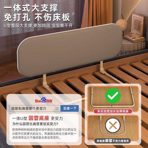 Yogoyi Free Installation Bed Fence Baby Baby Fence Bed Anti-fall Baffle Bedside Guardrail Portable Foldable Bed Guardrail 1.2 Meter Rock Gray Foldable + Free Storage Bag