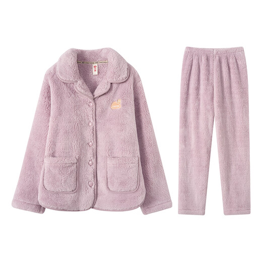 Fenton pajamas for women double-sided warm velvet anti-static 2025 new warm lapel cardigan loose couple home wear