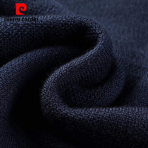Pierre Cardin 100% pure wool sweater short-sleeved round neck men's solid color versatile half-sleeved machine washable base sweater