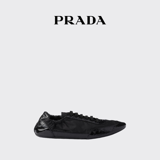 PRADA/Prada Gift Women's Re-Nylon and Sheep Leather Sneakers Black 35