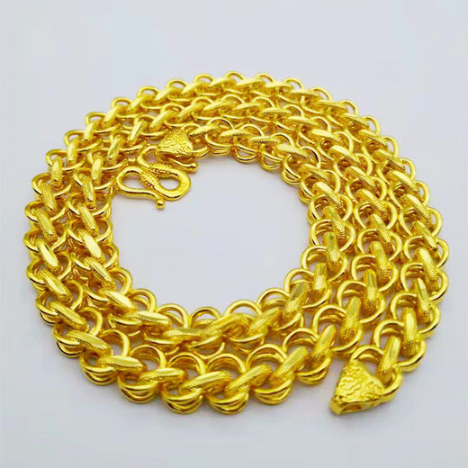 Reza Old Phoenix 999 Bengal red gold sand gold jewelry copper gold-plated necklace male domineering social man gold necklace internet celebrity Thai chain - 10 mm wide - 60 cm long