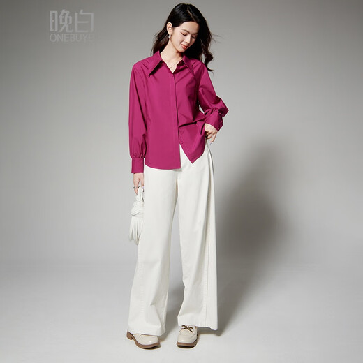 Late White New Product 2025 Autumn Style Skin Friendly Shirt Light Mature Fashion Modal Age Reducing Lapel Shirt for Women Raspberry Red L