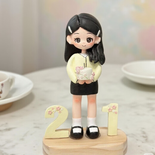 He Jiagong stone plastic clay diy ornaments stone plastic custom clay doll character soft clay Q version decoration clay couple wedding graduation day gift real person double wedding dress (15 cm)