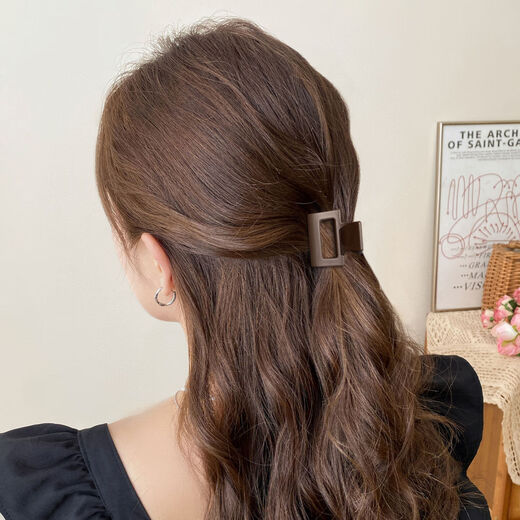 Hair Clip Small Half-tied Hair Clip Women's 2025 New High-end Clip Headgear Shark Clip Fixing Artifact Hairpin Black Coffee 2 Pack Special for Half-tied Hair 1