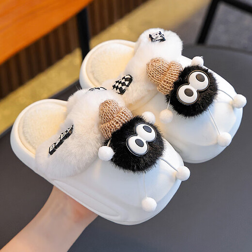 2025 New Winter Children's Cotton Slippers EVA Waterproof Removable Cotton Cover Parent-Child Baby Home Heeled Cotton Shoes Brown (Heel Included) 12 Size 40/41 (Suitable for 39/40 Feet)