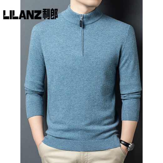 LiLang Fashion Casual Men's New Knitted Wool Sweater Autumn and Winter Half Turtle Collar Pullover Long Sleeve Bottoming Sweater Thick Black Red Thick L (110) (Recommended 115-135 Jin Jin equals 0.5 kg)