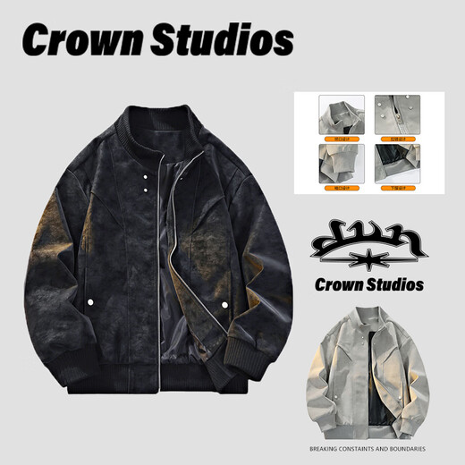 New Zollen pu leather jacket for men in autumn new men's imitation leather jacket with baseball collar leather jacket trendy brand large size men's top navy blue L