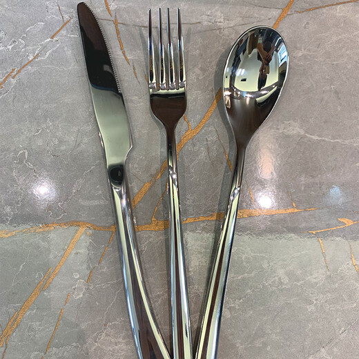 Qiao Bo Lai Hong Kong style solid thick high-end hotel recommended home steak knife, fork and spoon tableware Western food set dining room three-piece set