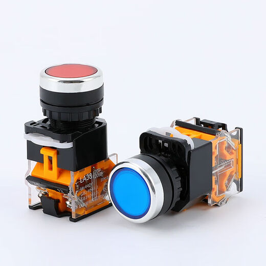 Button switch LA38-11BN power supply with self-locking round start stop self-reset point push type 22MM installation aperture red reset