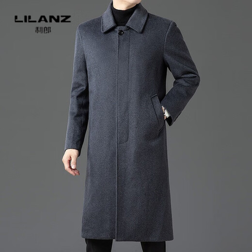 Lilan woolen coat men's mid-length autumn and winter new high-end business two-piece set down lining woolen gray 14XL (170)