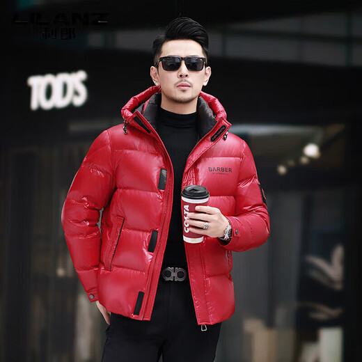 LILANZ men's down jacket winter new high-end brand hooded light luxury white duck down men's jacket blue L