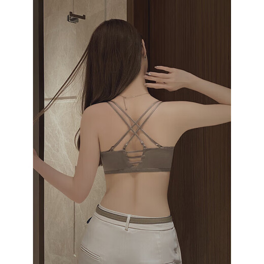 Oein Light Luxury Brand Bra Set Front Button Underwear Women's Small Breast Push Up Shows Bigger Side Breasts Prevents Sagging No Trace Brown - Set 70A 32 (No Trace Push Up)