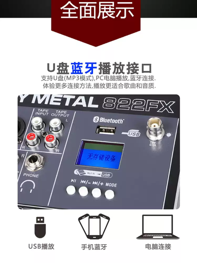 Mixer 6 channels 8 channels 12 channels 16 channels dual effects digital reverberator group output dual 7-band equalization with USB HM1622FX16 channels