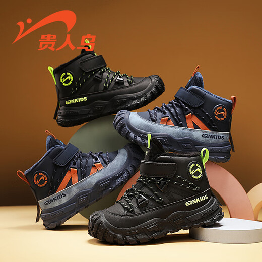 Guirenniao children's shoes plus velvet cotton shoes to keep warm in autumn and winter 2025 new style 23190M velvet running shoes casual shoes denim blue (large cotton) 28 inner length 17.7/foot length 16.7