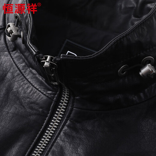 Fat Donglai supermarket purchasing leather jacket for men in spring and autumn new style windproof and warm fur loose machine jacket for men, same style, black M