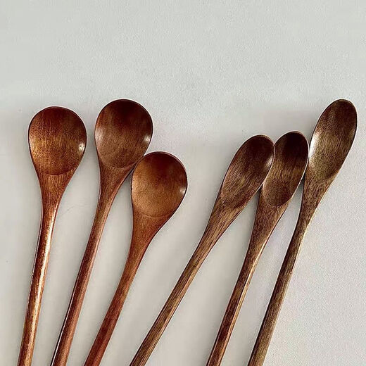 Fantasy Miss Ni ins Japanese retro solid wood long-handled stirring spoon coffee spoon milk powder stirring stick honey spoon spoon dark pointed spoon 1