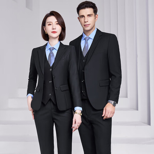 Professional suits for men and women, formal jackets, sales department sales work clothes, 4S store work clothes, bank suits, men - light gray jacket + trousers 2XL