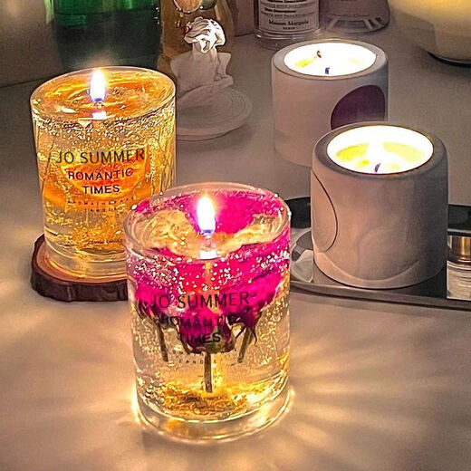 Shantou Lincun plant essential oil, dried flower jelly wax, high-looking and atmospheric candle, light luxury and romantic bedroom sleep gift for couples, small size, available for 12 hours of white wax, pure white without interior, shoot 1 and 2, velvet rose + Hilton hotel fragrance/recommended