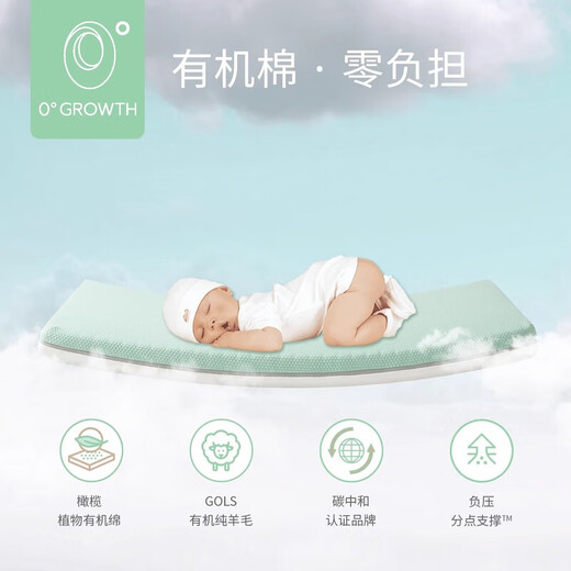 Zero Growth 0 Growth organic baby spine protection special mattress for children's kindergarten washable breathable custom-made mattress Thickness 8cm Wool + cotton + olive organic cotton / crib for correcting head shape 110*60cm/Mini Used for 4 years 100% replacement