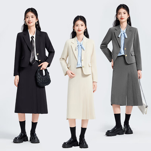 Light workplace formal women's suit, college student teacher interview wear, small suit, professional attire, suit jacket, skirt, black jacket + 2108# white shirt + skirt M