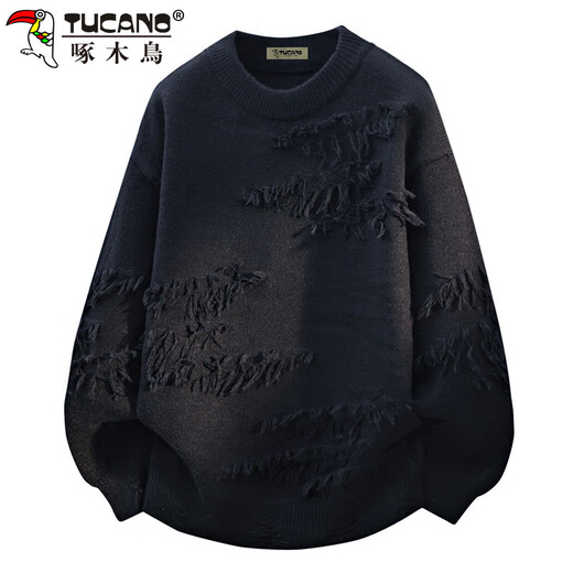 Woodpecker (TUCANO) sweater men's winter round neck sweater loose thickened warm base shirt lazy sweater jacket white XL