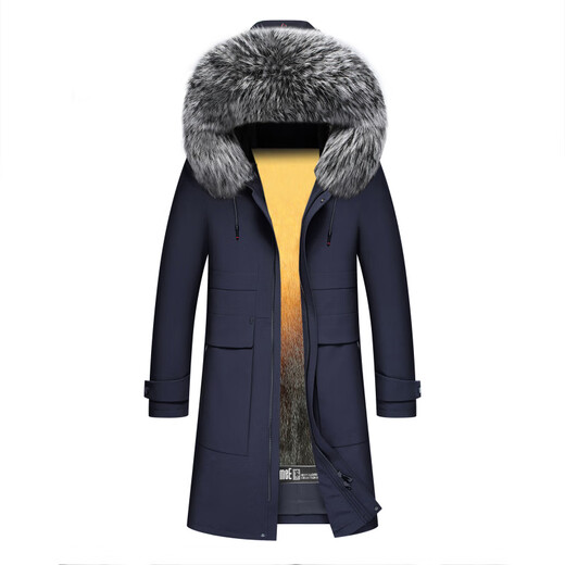 Международный бренд первой линии CHEVALPES, новинка 2025 года, мужская парка на длинной норковой подкладке, интегрированная норковая куртка для мужчин, воротник из черного меха лисы + норковая подкладка M 170
