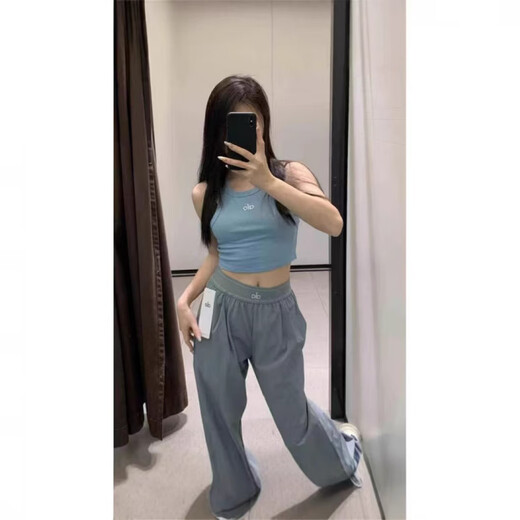 ALO YOGA Internet celebrity letter small mark Ken Bean same style sleeveless racer vest slim slim short threaded yoga female white XS