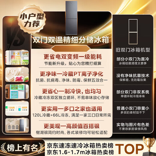 Haier's same style refrigerator double-door small mini first-class energy efficiency household dormitory air-cooled frost-free refrigeration and freezing 25 newly upgraded 138 fresh and clean flavor does not occupy an area 58L