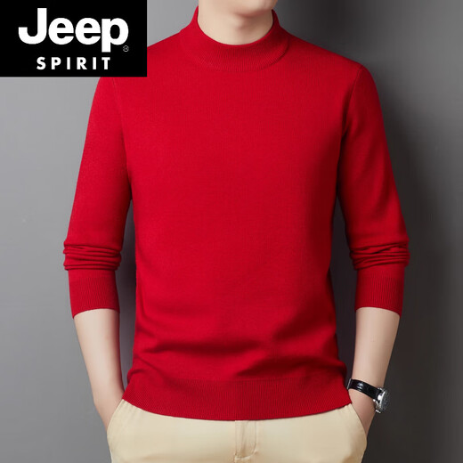 JEEP SPIRIT2025 Новый шерстяной свитер на осень и зиму, мужской получерепаховый воротник, утепленный теплый свитер среднего возраста, шерстяной нижний свитер для мужчин, черный получерепаховый воротник, 2XL 180 Подходит для роста 160-180 Джин Джин равен 0,5 кг