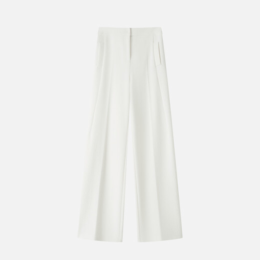 INSUN's ideal bottoms, INSUN's exclusive selection of winter wide straight stretch knitted suit pants, white S