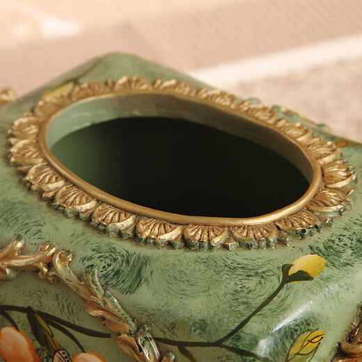 RSRDDY Zhanhong Craft European Retro Resin Tissue Box American Home Desktop Napkin Box Storage Ornament Decoration Blue Wood Grain Tissue Box