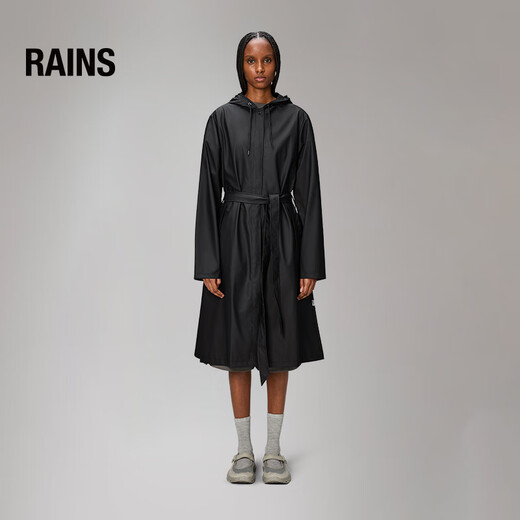 Rains春季长款夹克外套时尚风衣雨衣A-line Jacket Longer/12040 黑色 XS 160/76A （尺码偏大）