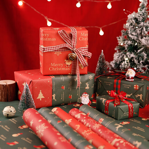 Light Dora Christmas wrapping paper Christmas gift decoration gift paper birthday gift gift box special wrapping paper 6 sheets + ribbon