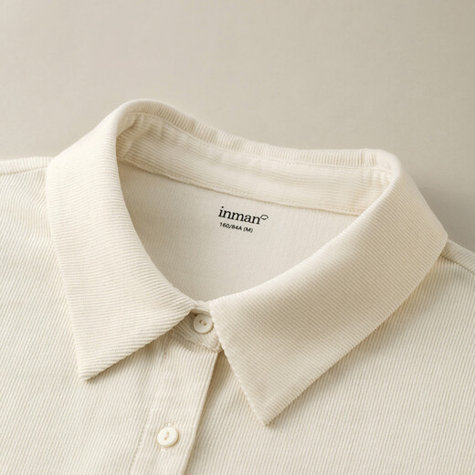 Inman Simple Commuting Long Sleeve Shirt Women's 2025 Autumn Embroidered Casual Corduroy Layer Shirt Beige M