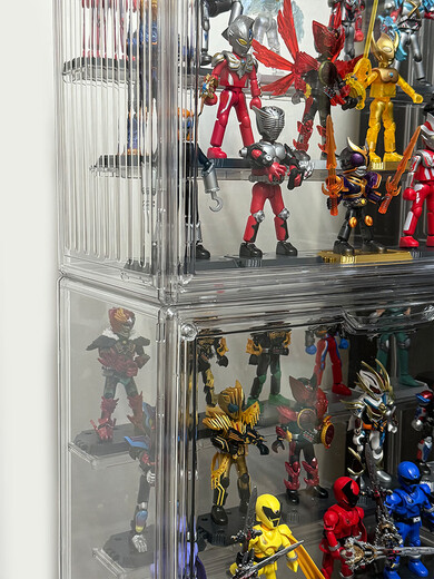 Bruco's special display box, building blocks, figures, storage box, toy display stand, acrylic transparent ladder cabinet, three layers can be enlarged, large glossy sides - stackable/