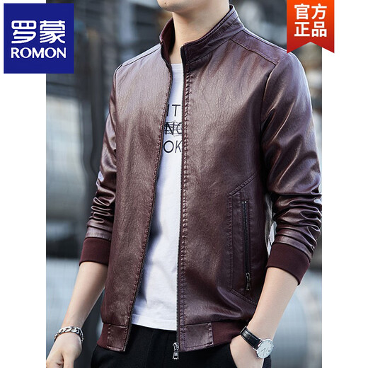 ROMON Leather Men's Jacket 2026 Autumn and Winter Korean Style Winter Clothes Velvet Thickened Soft Leather Jacket Motorcycle Trend 926 Black Regular M 90-108Jin Jin is equal to 0.5 kg