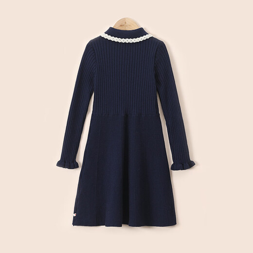 Montagut children's clothing girls new versatile fashion flower button children's college style lapel lace cuffs temperament knitted skirt