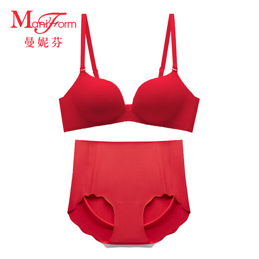 Maniform Small Breast Push Up Bra Panties Sexy Seamless Underwear Women's Comfortable No Wires Zodiac Year Red Set 040 Red Strong Push Up 75B Underwear 165