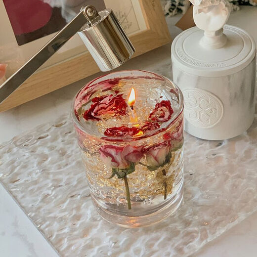 Shantou Lincun plant essential oil, dried flower jelly wax, high-looking and atmospheric candle, light luxury and romantic bedroom sleep gift for couples, small size, available for 12 hours of white wax, pure white without interior, shoot 1 and 2, velvet rose + Hilton hotel fragrance/recommended