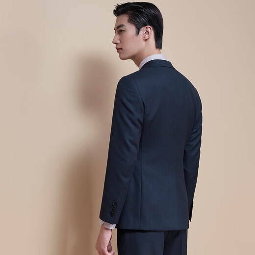 Angel Bird Men's Business Suit (Top) Single Slit Wool Work Suit EBB223061U Blue 50A