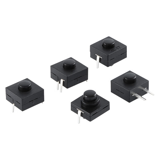 Strong light flashlight switch button self-locking in-line patch small switch accessories power switch micro push type 1208YD_Self-locking_Flat 2 feet_Black No Specifications