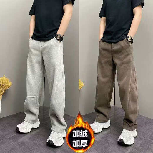 The same style in the mall, light luxury European goods, 2025 new scimitar casual pants, fashion week plus velvet sweatpants LX516, black, velvet, the same style in the mall, 2XL, recommended 150-170Jin Jin is equal to 0.5 kg