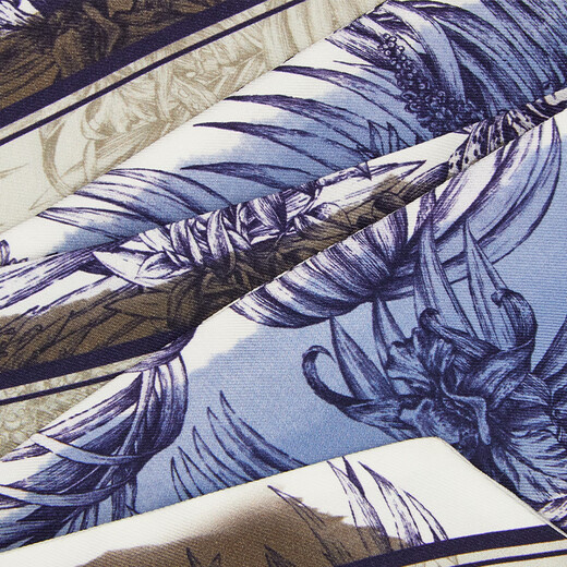 Ferragamo Women's Blue Gravure Printed Mulberry Silk Long Scarf 0785720 Gift for Girlfriend