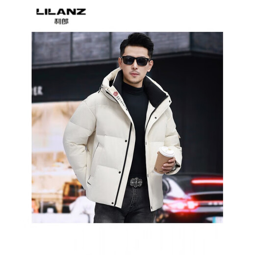 LILANZ Зимняя одежда для папы для молодых и средних лет, белая утиная пуховая куртка с отворотами и капюшоном, корейский пуховик, мужская простая куртка, мужская, зеленая, 2519-съемная подкладка на утином пуху, 14XL (190)