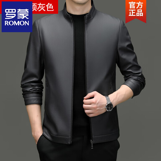 罗蒙（ROMON）皮衣男加绒加厚2026秋冬季机车绵羊皮皮夹克男皮外套爸爸装 单皮翻领黑色 3XL 190 建议175-190斤