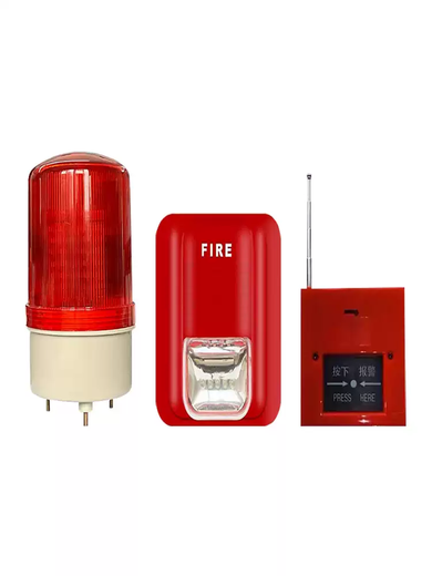 Linkable fire alarm wireless switch without wiring, sound and light integrated multi-floor linkage industrial factory alarm bell 10 wireless button switches + 10 sound and light alarms