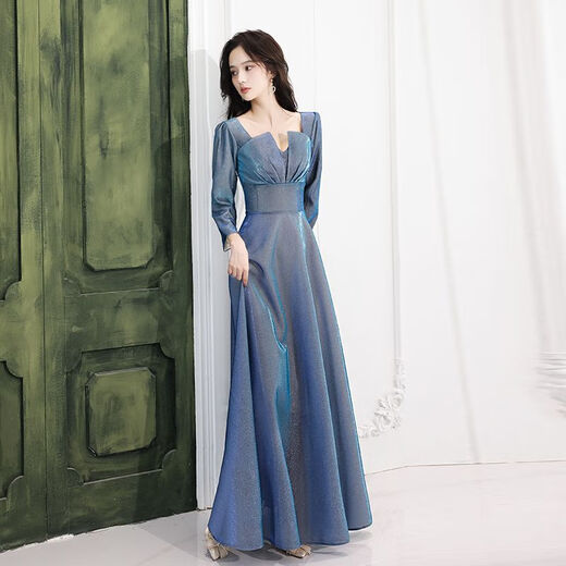 Mei Anjia evening dress skirt for women new winter banquet temperament noble light luxury niche high-end sense hosting annual meeting XL one size fits all medium length